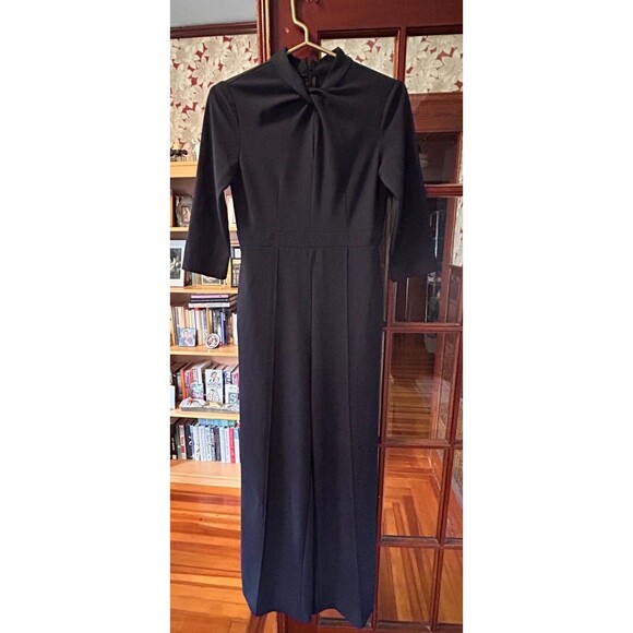 Donna Morgan Jumpsuit - Quarter Sleeve Keyhole/Twist Neck - Size 4 - Marine Navy - Picture 1 of 6